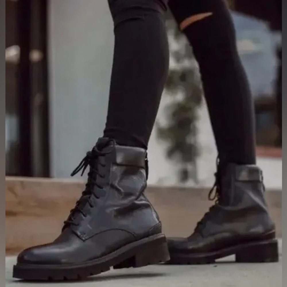 FRYE Allison Combat Boots-Black